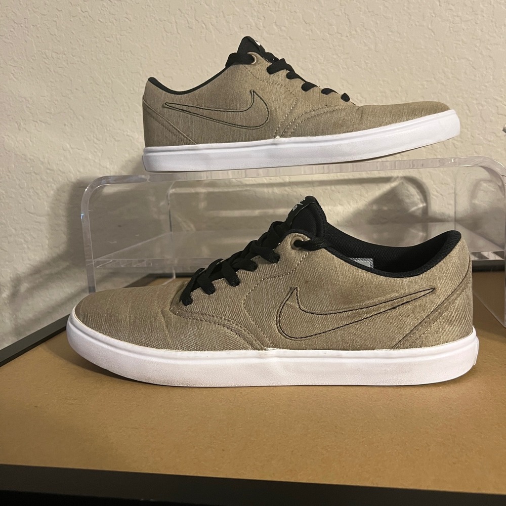 Nike SB Check Solar Canvas Khaki Brown White Size 11 Used 844493-221